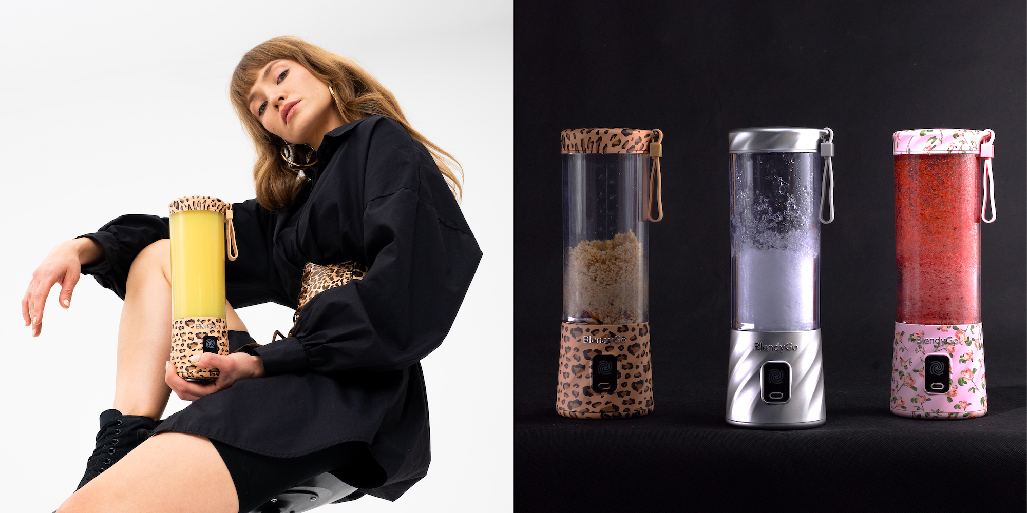 Dziewczyna trzymająca dwa blendery BlendyGo